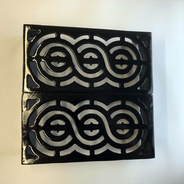 REG12 - Pair of Regency Scroll 12x6 cast iron air bricks to create 12x12 painted black